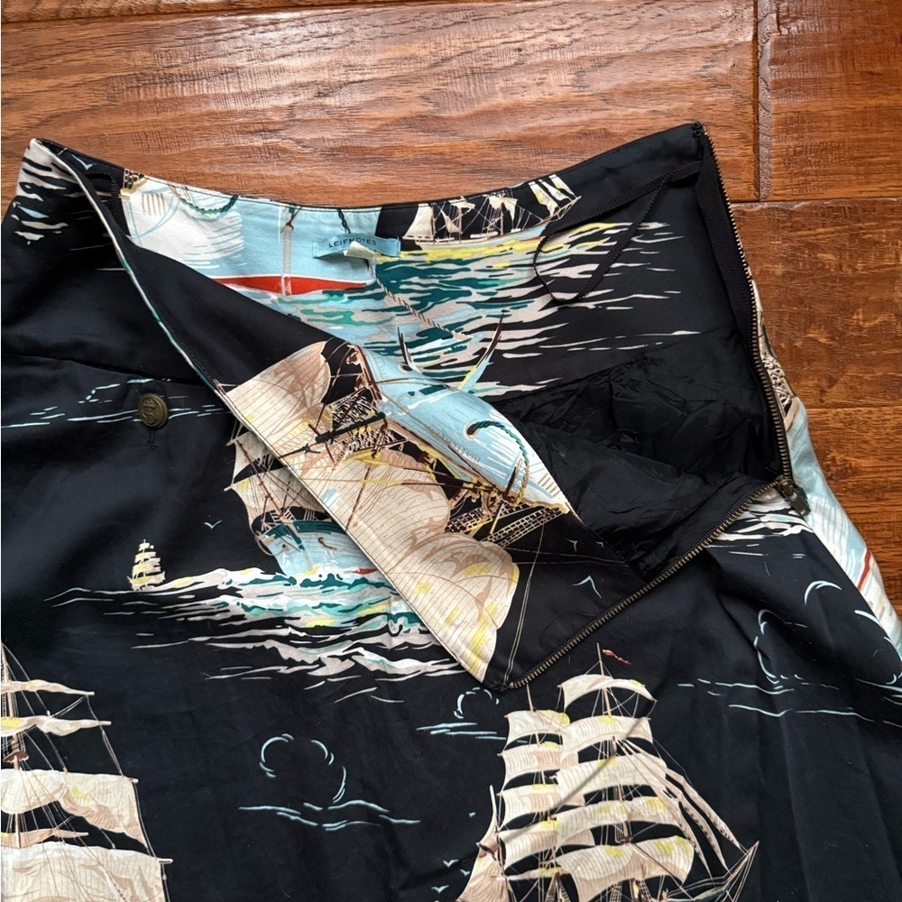 Anthropologie Navy Sailboat Print Midi Skirt - Picture 8 of 10